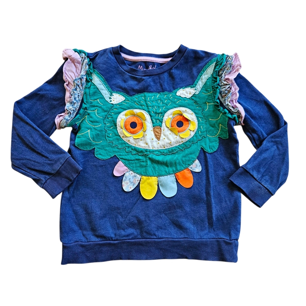 Mini Boden 6-7 Owl Applique Sweatshirt